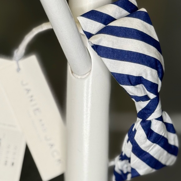 Janie and Jack Navy and White Striped Bow Headband - Picture 2 of 3
